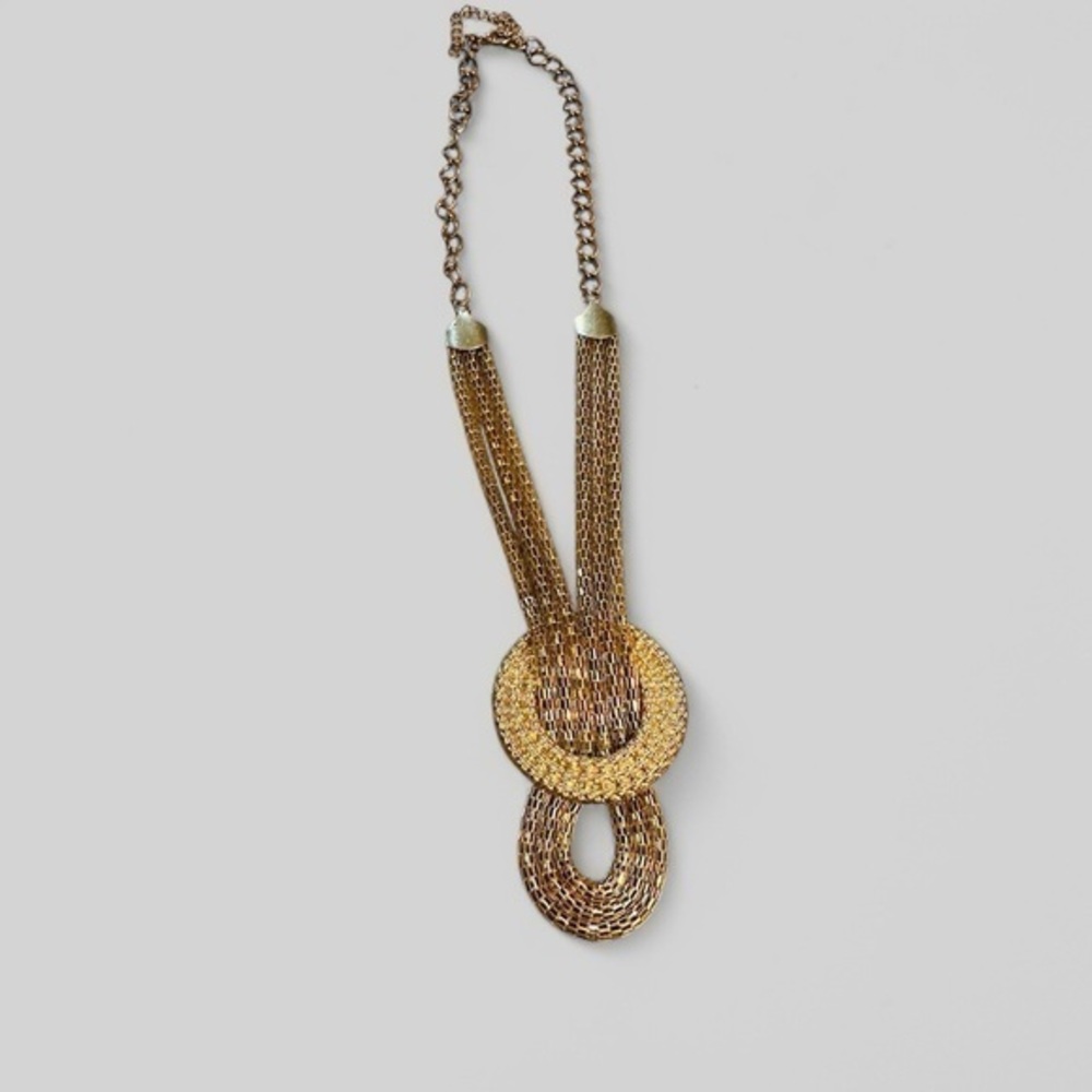 Vintage Bolo Statement Necklace - Gold Tone - Adjustable